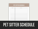 Pet Sitter Schedule